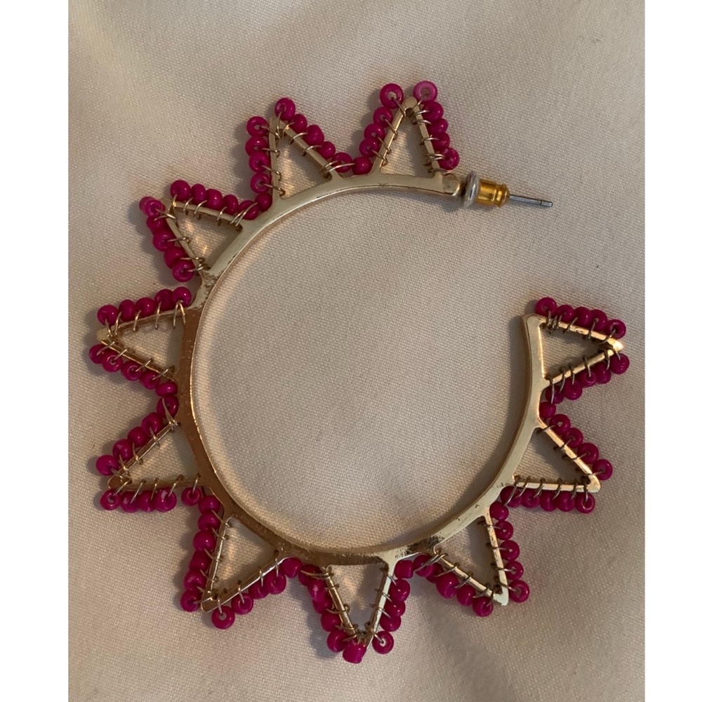 Caroline Hill - Pink Beaded Sun Earrings - Picture 4 of 4